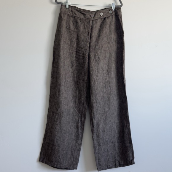 J.Jill Pants - J. Jill Wide Leg Linen Pants Woman 16 W Brown Academia Career Coastal Boho Lagen